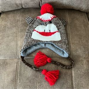 Sock Monkey Kids Winter Beanie Hat